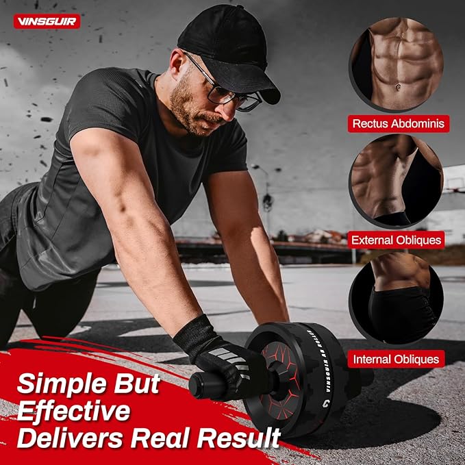 VINSGUIR Ab Roller Wheel, Abs & Core Workout Equipment for Home Gym with Knee Pad Accessories