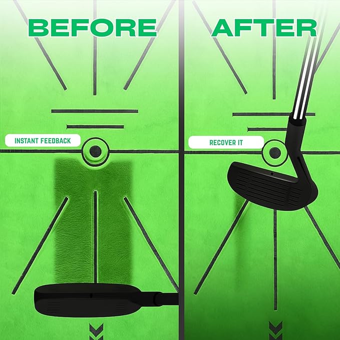 Golf Hitting Mat with Dual-Turf & Swing Feedback, Portable Golf Practice Mat with Anti-Slip Base