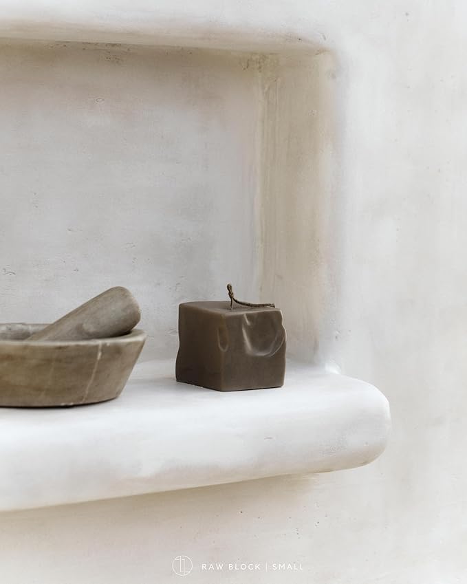 LAWA Raw Block Candle - Beautiful Handmade Pillar Scented Soy Wax Elegant Aesthetic Candle