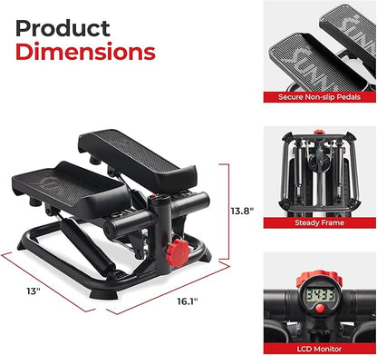 Sunny Health & Fitness Mini Steppers for Exercise at Home, Stair Step Workout Machine, Full Body