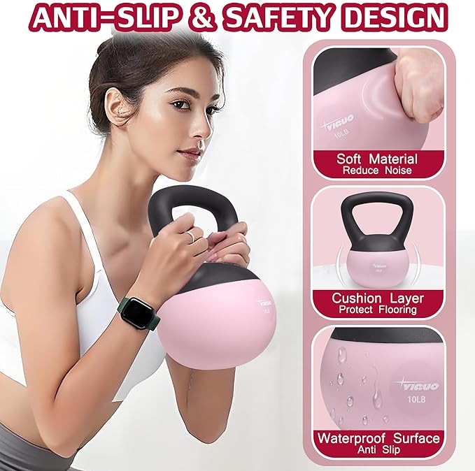 YIGUO Soft Kettlebell, Kettlebells 10 lb Anti-Slip Grip Weight for Home Workouts, Kettlebell for