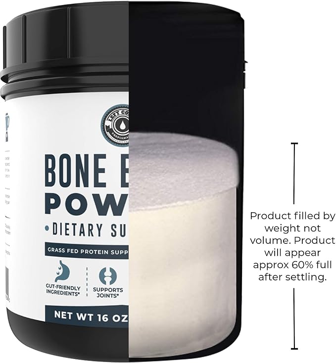 16oz Bone Broth Protein Powder From Grass Fed Beef - Unflavored, Single Ingredient - Rich in