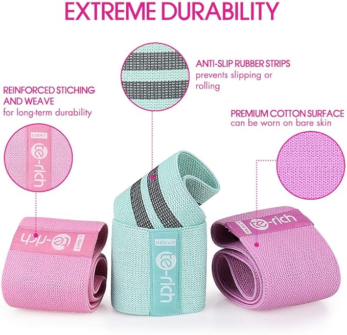 Resistance Bands, Fabric Workout Bands for Women & Men, Cloth Booty Resistance Loop Bands, Thick