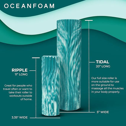Oceanfoam Tidal Roller - Jade & Seafoam Marbled - Muscle Massage Foam Roller for Back Pain &
