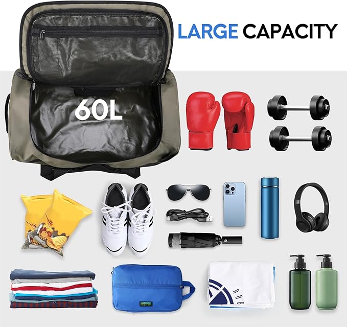 Haimont Water Resistant Backpack Duffle Heavy Duty Convertible Duffle Bag with Backpack Straps for