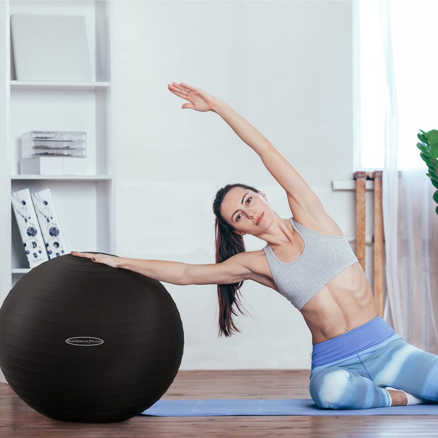 Fitvids Unisex Adult 26-inch, Exercise Ball, Black, 58-65cm L US