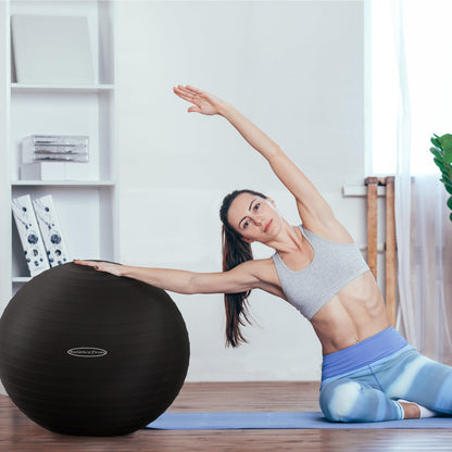 Fitvids Unisex Adult 26-inch, Exercise Ball, Black, 58-65cm L US