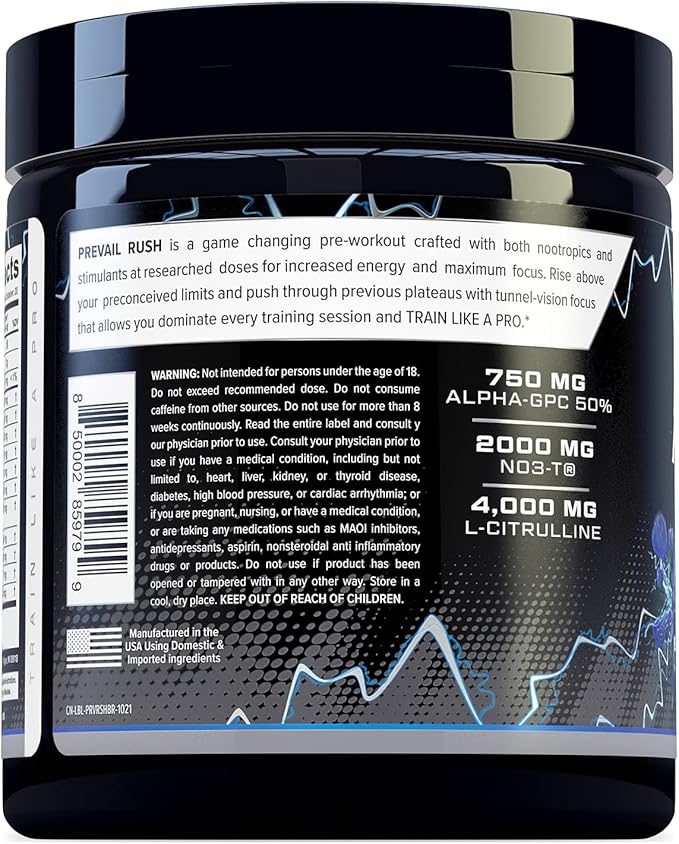 Cutler Nutrition High Stim Pre Workout Powder Prevail Rush Preworkout for Men & Women for Intense