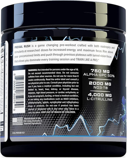 Cutler Nutrition High Stim Pre Workout Powder Prevail Rush Preworkout for Men & Women for Intense