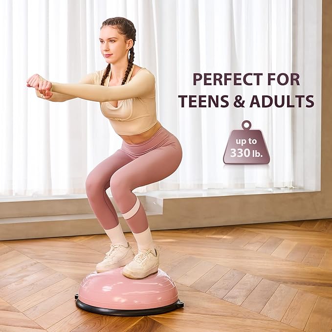 ZELUS Balance Ball Trainer with Resistance Bands and Foot Pump, Inflatable Yoga Ball for Home Gym