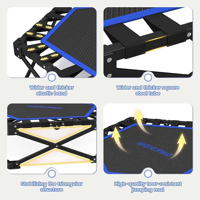 Foldable Mini Trampoline, Rebounder Trampoline with Adjustable Foam Handle, Fitness Trampoline for
