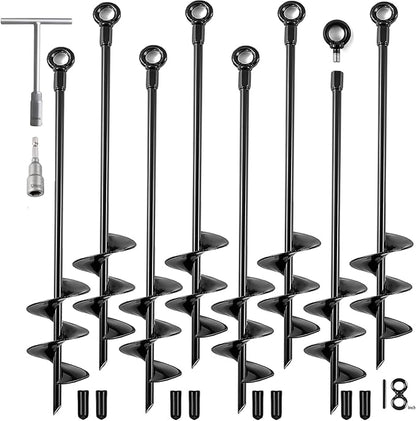 Ground Anchors Heavy Duty, Swing Set Anchor Kit 18 Inch 8 Pack Screw in Earth Anchors Trampoline