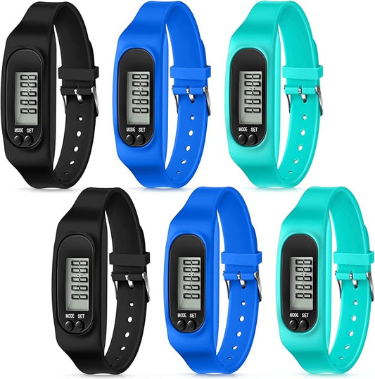 Geyoga 24 Pcs Pedometer for Walking Steps and Miles Pedometer Watch Silicone Steps Tracker Running