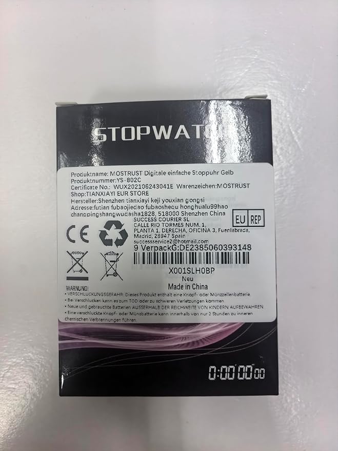 Digital Simple Stopwatch, 1/30 Lap Basic Stopwatch, No Bells, No Clock, No Alarm, Silent, Child