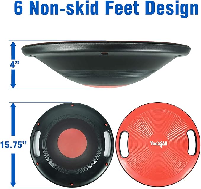 Yes4All Upgraded Wobble Balance Board, 16.34" TPE Non-slip, Stability Board for Home Gym, Standing