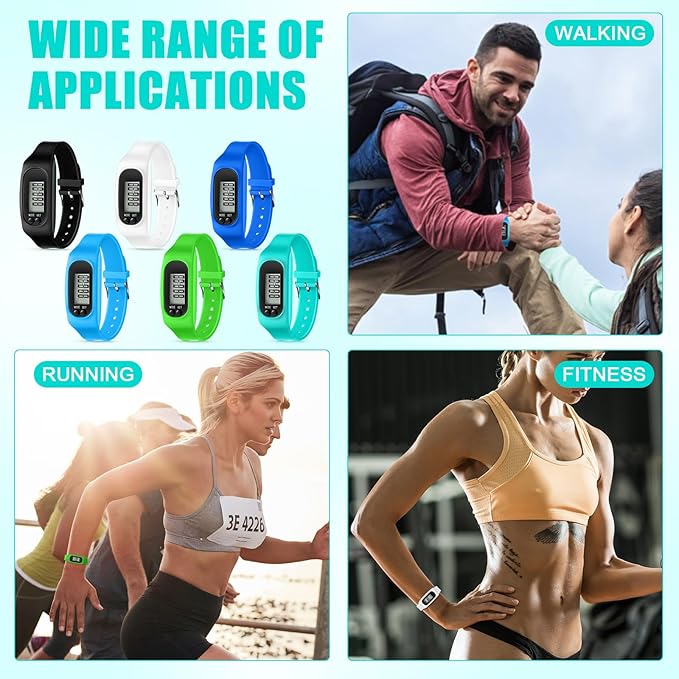 Geyoga 24 Pcs Pedometer for Walking Steps and Miles Pedometer Watch Silicone Steps Tracker Running