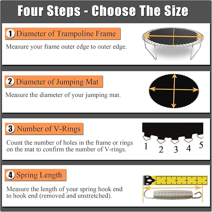 Trampoline Mat, Dia:80", Fits 8FT Round Frame, with 48 V-Rings and Spring Tool, Replacement Jumping