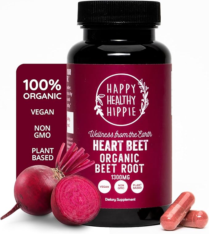 Organic Beet Root Capsules [1,300mg Superfood] ??Blood Pressure Support, Nitric Oxide Supplements