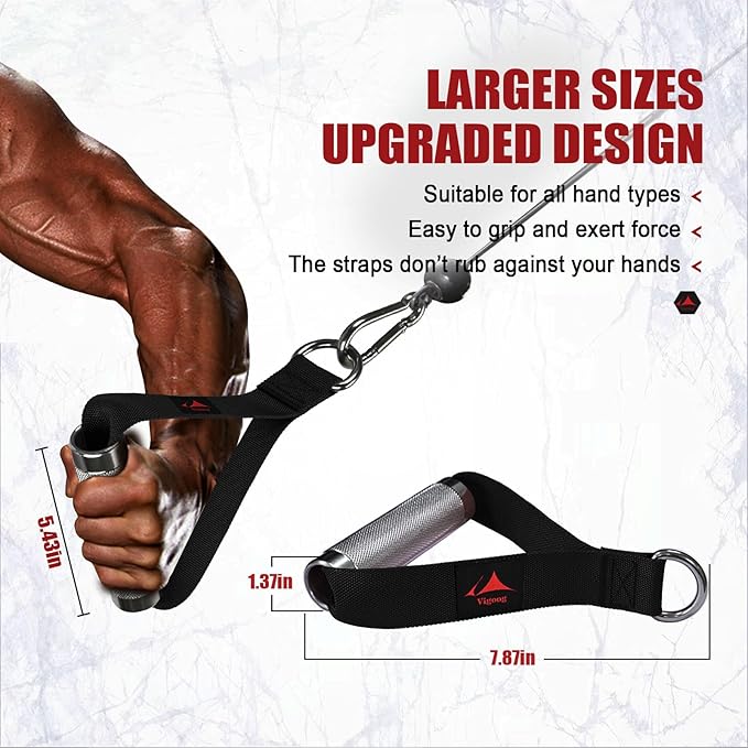 Heavy Duty Metal Workout Handles，Replacement Grip Attachments for Cable Machines, Resistance Bands