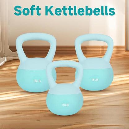 Leikefitness Soft Kettlebells,Steel Shot Filled Weights for Women and Men,Color Coded Anti Slip