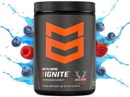 MTN OPS Ignite Energy Drink Powder, Gluten Free Nootropic Supplement Drink Mix, L Arginine, L