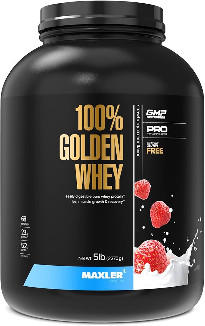 Maxler 100% Golden Whey Protein - 23g of Premium Whey Protein Powder per Serving - Pre, Post &