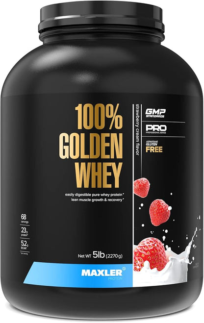 Maxler 100% Golden Whey Protein - 23g of Premium Whey Protein Powder per Serving - Pre, Post &