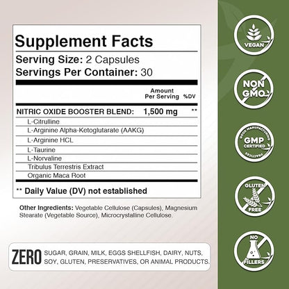 Gade Nutrition Nitric Oxide Supplement - L Arginine Capsules ??Helps to Improve Energy, Endurance &