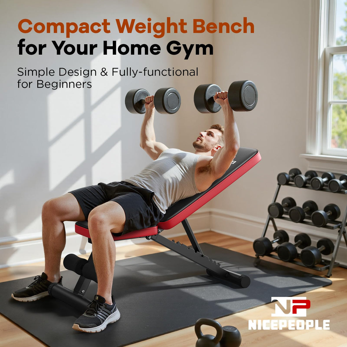 NICEPEOPLE Adjustable Weight Bench for Home Gym, 660LBS Capacity Workout Bench with 8 Backrests for