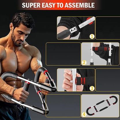 Latest-Gen Twister Arm Trainer, Adjustable Power Spring Workout Bar, Forearm Triceps Chest