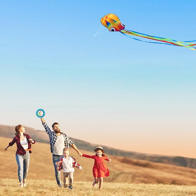 Large Octopus Kites for Kids & Adults,Big Kite for Beginners, Kites for Kids Ages 4-8,Outdoors