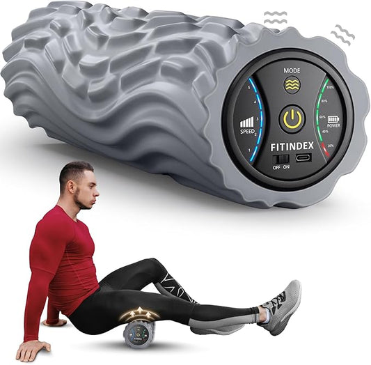 FITINDEX Vibrating Foam Roller for Back Pain, 5-Speed Muscle Massage, FSA HSA Eligible, Exercise
