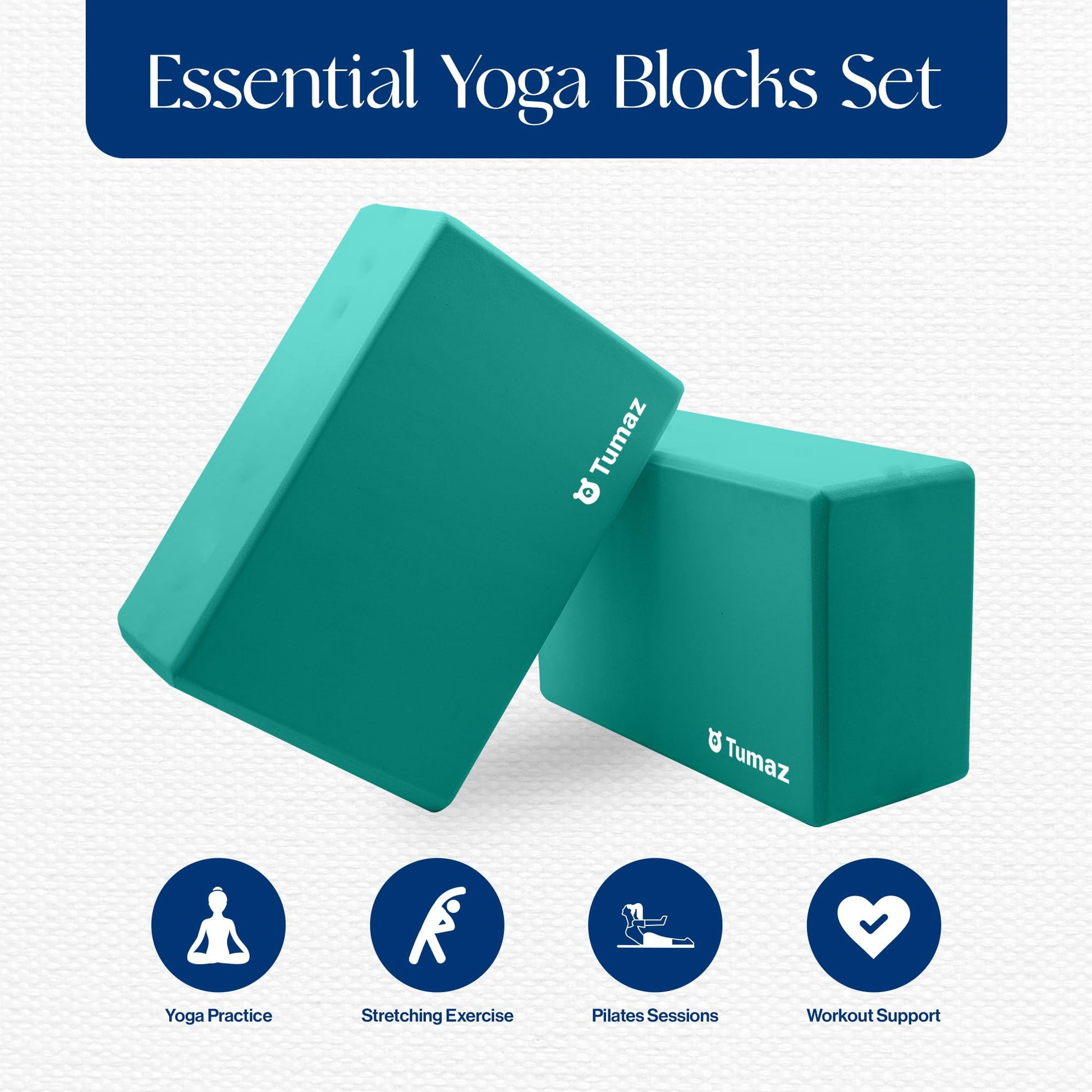 Tumaz Non-Slip Yoga Blocks，High-Density EVA Foam 2 Pack for Yoga & Pilates