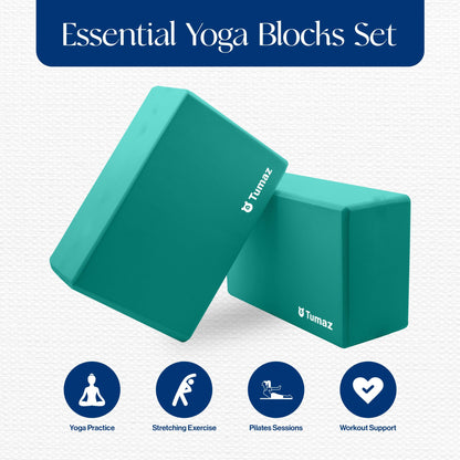 Tumaz Non-Slip Yoga Blocks，High-Density EVA Foam 2 Pack for Yoga & Pilates