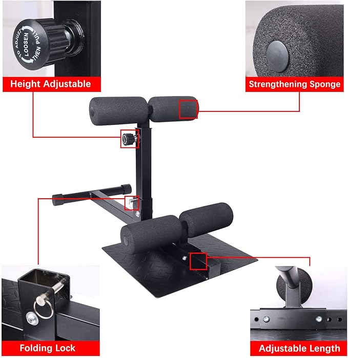 INNOLIFE Sissy Squat Machine Adjustable Height, Protective Foam Thick Steel Fitness Home Gym