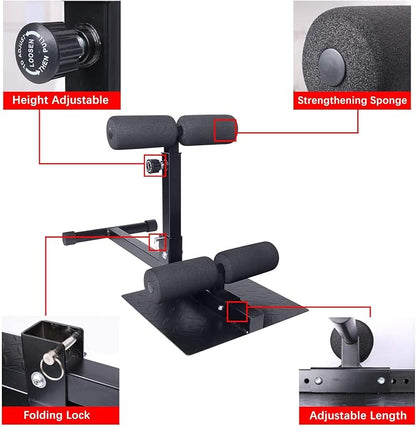 INNOLIFE Sissy Squat Machine Adjustable Height, Protective Foam Thick Steel Fitness Home Gym