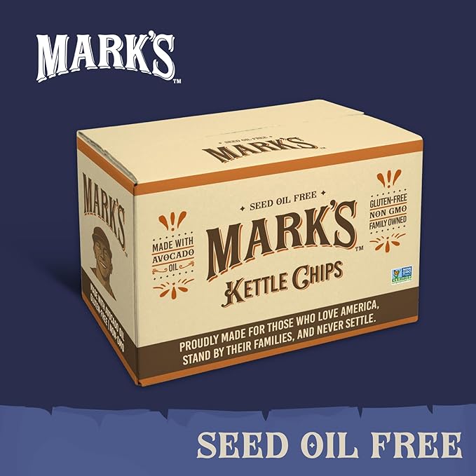 MARK’S Kettle Cooked Avocado Oil Potato Chips, Sea Salt & Vinegar – Seed Oil & GMO Free | Sea Salt