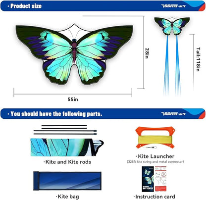 Green Butterfly Kite Premium Quality, Easy to Fly Perfect Outdoor Toy for Kids and Adults,Beach and