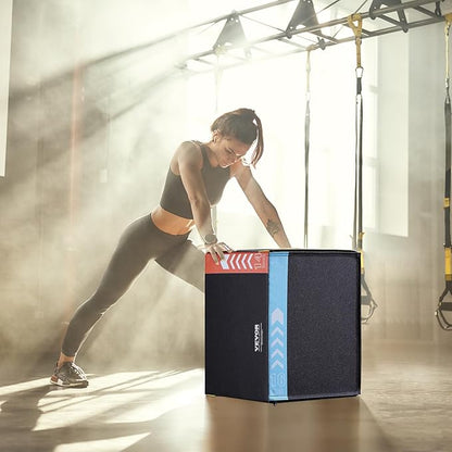 VEVOR 3 in 1 Plyometric Jump Box, Cotton Plyo Box, Platform & Jumping Agility Box, Anti-Slip