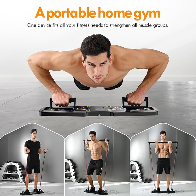 Push Up Board,Home Gym,Portable Exercise Equipment,Pilates Bar and 20 Fitness Accessories with