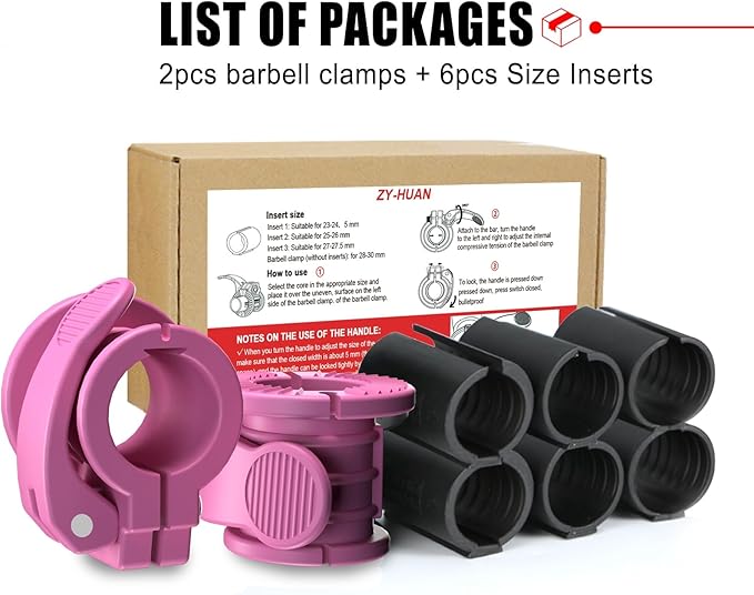 Barbell Clips 1 Inch Quick Release Weight Clamps 0.9-1.18inch Multi-Size Adjustable Olympic Clamps
