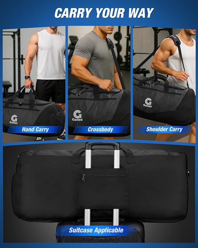 Gonex Gym Duffel Bag with Shoe Compartment Wet Pocket, Large Capacity Sports Duffle Bag for Men