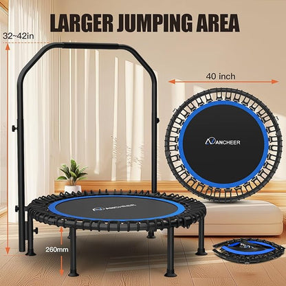 Bungee Rebounder Trampoline,ANCHEER 40" Foldable Fitness Trampoline with 4-Level Adjustable