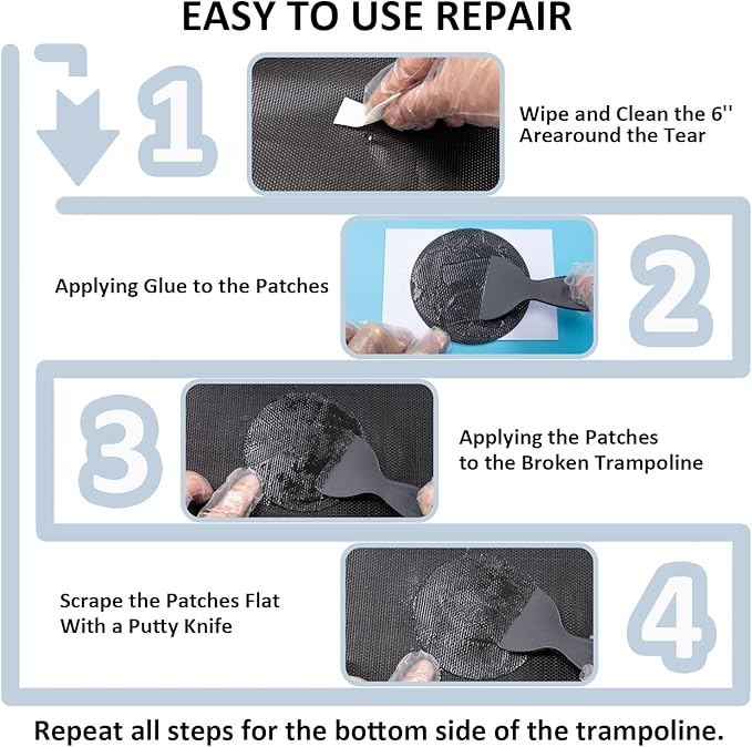 Trampoline Patch Repair Kit 4 inch Circle On Patches | Repair Trampoline Mat Tear or Hole in a