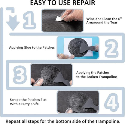 Trampoline Patch Repair Kit 4 inch Circle On Patches | Repair Trampoline Mat Tear or Hole in a