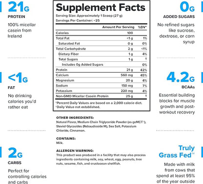 LEGION Casein+ Casein Protein Powder (Cinnamon Cereal) - Slow-Release Micellar Protein Powder