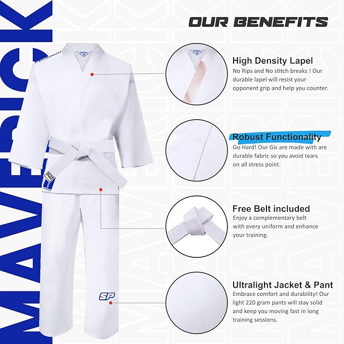 Starpro Karate Gi for Kids & Adults – Lightweight Uniform with Jacket Pants & Free Belt – Ideal for