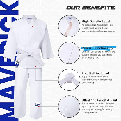 Starpro Karate Gi for Kids & Adults – Lightweight Uniform with Jacket Pants & Free Belt – Ideal for
