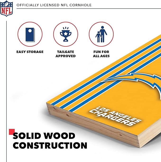 NFL 2' x 3' Solid Wood Cornhole Set with Direct Print HD Team Graphics – Great Gift for Any