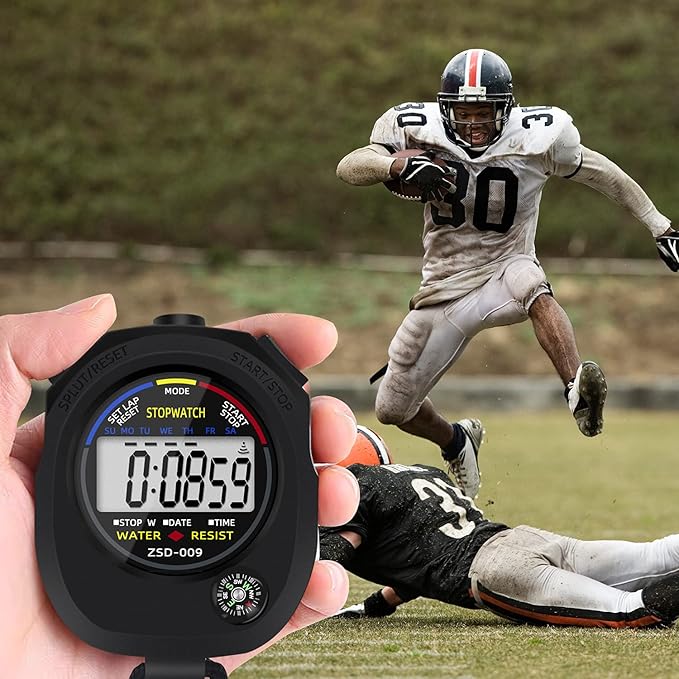 Multi-Function Electronic Digital Sport Stopwatch Timer, Large Display with Date Time and Alarm